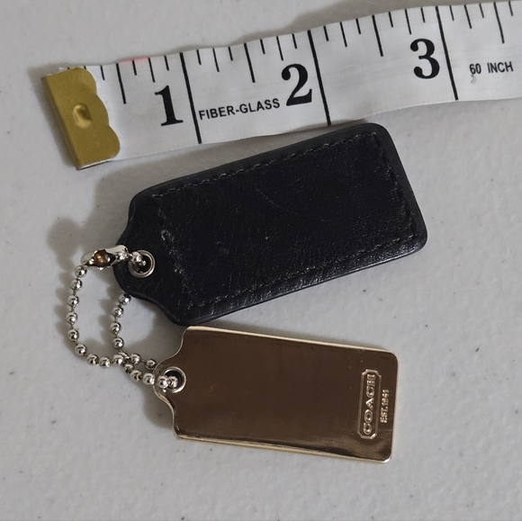 Coach Black Leather and Gold Tag Keychain - Picture 7 of 7